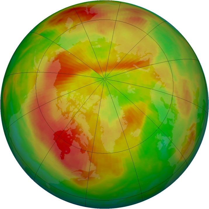 Arctic ozone map for 10 April 1992